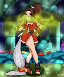 brown_eyes brown_hair burp burp_cloud burp_fetish burping chinese_fan chro-sis covering_mouth fatal_fury king_of_fighters mai_shiranui metal-blade snk