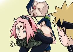 anilingus anus bent_over doggy_style female from_behind human naruto naruto_shippuden omarsin oral pussy rimjob rimming rimming_female sakura_haruno uzumaki_naruto