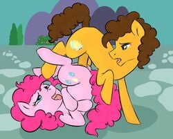 2014 ass blue_eyes brown_hair cheese_sandwich_(mlp) equine female friendship_is_magic fur green_eyes hair horse horsecock incorgnito male mammal my_little_pony outside penis pink_fur pink_hair pinkie_pie_(mlp) pony pussy straight straight_hair tongue tongue_out vaginal_penetration