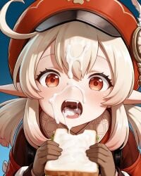 1girls bukkake cum food genshin_impact klee_(genshin_impact) sperm