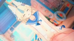 1boy 1girls beach blonde_hair cat_ears cowgirl_position crab female furry male penetration penis penis_in_pussy riding riding_penis sameko_saba sex shark_tail skirt skirt_lift sole_female swimsuit tagme video virtual_youtuber wataamage
