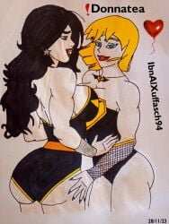 dcamu dcau donna_troy donnatea female galatea ibnalxuffasch94 multiple_girls power_girl signature superwoman text