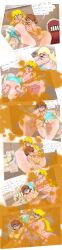3girls bikini blush comic dialogue embarrassed_female fart fart_fetish fart_torture fat_ass female_focus grossed_out lazei mario_(series) nintendo princess_daisy princess_peach princess_rosalina stuck