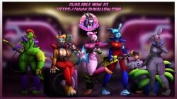 alligator alligator_girl alligator_tail animatronic animatronic_female beak bear bear_ears bear_girl big_breasts blonde_hair bunny_ears bunny_girl chicken_girl female five_nights_at_freddy's five_nights_at_freddy's:_security_breach glamrock_bonnie_(fnaf) glamrock_chica_(fnaf) glamrock_freddy_(fnaf) green_hair grey_fur grey_hair light-skinned_female montgomery_gator_(fnaf) pink_leotard red_eyes red_hair red_outfit robot robot_girl robot_joints roxanne_wolf_(fnaf) stitches thick_thighs vanessa_(fnaf) vanny_(fnaf) white_feathers wolf wolf_ears wolf_girl wolf_tail yellow_eyes