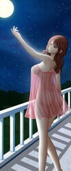 artemisumi ass breasts brown_eyes brown_hair cissnei crisis_core_final_fantasy_vii female final_fantasy final_fantasy_vii moon night nightgown outdoors see-through sideboob solo standing stars