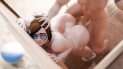 2025 3d 3d_background 3d_model 3d_render blizzard_entertainment bloggerman bloggerman_twit brown_hair futa_on_female futanari looking_at_another looking_back overwatch sex short_hair