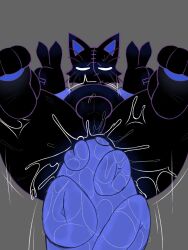 3:4 anal anal_sex ass balls big_butt big_tentacles blush bodily_fluids entacles felid genital_fluids genitals hi_res humanoid jun_zi_(artist) legs_in_air legs_up male mammal penetration sex stomach_bulge tentacle tentacle_bulge tentacle_sex