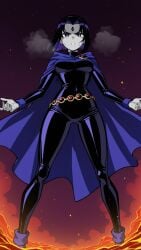 ai_art ai_assisted ai_generated ass belly belly_expansion big_ass big_belly big_breasts black_hair breasts curvy female goth hell nude pale_skin pregnant purple_eyes purple_hair raven raven_(dc) superhero teen_titans voluptuous voluptuous_female