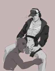 2males anon anonymous_male art_request blowjob deimos deimos_(madness_combat) madness_combat smoking