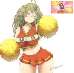 1girls boku_no_hero_academia breasts cheerleader cheerleader_uniform female female_focus female_only green_eyes green_hair hi_res large_breasts light-skinned_female light_skin looking_at_viewer midriff misterlmaoo my_hero_academia my_hero_academia_(finale) smile solo thighs tooru_hagakure tooru_hagakure_(post-timeskip) tooru_hagakure_(visible) wide_hips