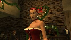 3d breasts breasts breasts christmas christmas_outfit corset female hitman hitman_blood_money io-interactive orange_hair screenshot sexy video_games white_skin