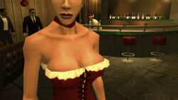 3d blonde_hair breasts breasts breasts christmas christmas_outfit corset female hitman hitman_blood_money io-interactive screenshot sexy short_hair video_games white_skin