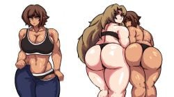 2girls abs ass_focus huge_breasts limbus_company littleteze outis_(limbus_company) project_moon rodion_(limbus_company)