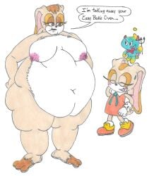 2girls adidas950 awkward awkward_moment awkward_pose awkward_situation big_belly big_mom_energy cheese_the_chao colored_sketch confident confident_smile cream_the_rabbit devil devil_horns devil_tail dialogue fat fattened feedee feeder feederism female female_focus happy_girl mad milf naked naked_female navel obese overweight puffy_face sega sonic_(series) sonic_rush sonic_the_hedgehog_(series) stuffed_belly stuffed_rabbit vanilla_the_rabbit weight_gain wg wide_hips