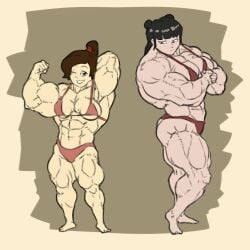 abs avatar_the_last_airbender biceps bikini breasts buff buff_female calves deltoids duo female flexing forearms mai_(avatar) muscle_girl muscles muscular muscular_female quads shoulders tagme ty_lee woahdangman