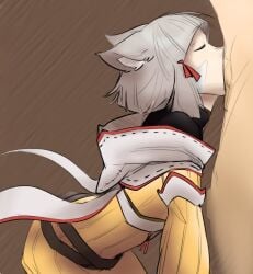 1boy 1girls balls balls_deep balls_deep_fellatio cat_ears catgirl closed_eyes clothed clothed_female clothed_female_nude_male deepthroat fellatio female grey_hair jumpsuit kemonomimi kneeling kneeling_oral_position male nia oral oral_sex penis penis_in_mouth short_hair xenoblade_(series) xenoblade_chronicles_2