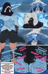 1futa 1girls armored_female black_body blue_background blue_hair blue_skin elden_ring female fromsoftware futa_on_female futanari huge_cock instant_loss intersex omnioni original_character penis ranni_the_witch tarnished themarvelousfan witch_hat