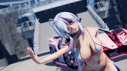 1girls 3d animated athletic breasts dancing female grey_hair huge_breasts mmd music tagme teenager thong video vocaloid yowane_haku