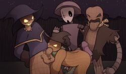 0o0 4boys arched_back blowjob blush blush blush_lines cablecrow dildo foursome gangbang hand_on_head hot_dogging imminent_penetration looking_at_partner pumpkin pumpkin_head pumpkin_jack_(zardys_maze) rattler rubbing_penis_on_ass scarecrow tentacle_penis tired unusual_genitalia yellow_eyes zardy zardys_maze