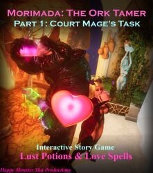 3d adeptussteve aphrodisiac big_balls big_breasts big_penis drinking drool drool_string drooling female game green_cum heart lust_spell magic monster monster_boy monster_cock monster_on_female ogre orc ork pigman precum size_difference wild_boar wildlife_(video_game)