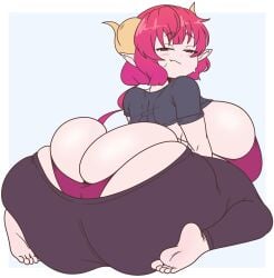1girls ass_body ass_focus fat_rolls female huge_ass hyper hyper_ass ilulu_(dragon_maid) inakotho looking_back miss_kobayashi's_dragon_maid tagme