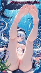 1girls 2025 ai_generated animal_hood anus ass bangs barefoot blue_eyes blue_hair breasts feet fish_tail foot_focus hi_res highres hood legs legs_up lipstick long_hair looking_at_viewer natsuyoru navel nipples open_mouth pale_skin patreon pussy shark_tail shaved_vagina shylily soles solo tail tattoo toes uncensored underwater vagina voluptuous voluptuous_female vtuber vtuberfanart water white_hair