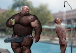 brute_by_simon bulge bulge_through_clothing hairy muscle swimwear wet