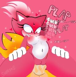1boy 1girls 2d 2d_(artwork) 2d_artwork blaze_the_cat blush blush breasts breasts_out burning_blaze looking_at_penis looking_down nipples penetration penis sega sonic_(series) sonic_the_hedgehog sonic_the_hedgehog_(series) super_sonic text vaginal_fluids vaginal_penetration