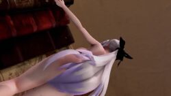 1girls 2girls 3d_animation animated bubble_butt character_request female grey_hair huge_breasts mmd music sling_bikini tagme teenager video vocaloid yowane_haku