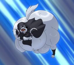 2025 anthro ass balls barely_visible_genitalia barely_visible_penis belly big_balls big_belly big_butt bottom_heavy canid canine canis clenched_teeth cloak clothed clothing crossed_arms death_(puss_in_boots) dreamworks fangs fur genitals glowing glowing_eyes hi_res holding_object holding_sickle holding_weapon male mammal midair mostly_nude navel paws penis puss_in_boots_(franchise) reagan700 sickle skimpy solo tail teeth thick_thighs weapon white_body white_fur wide_hips wolf