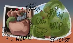 >_< 2025 afterimage against_surface against_wall ambiguous_anthro ambiguous_gender ambiguous_pred ambiguous_prey anthro anthro_pred anthro_prey ass before_and_after belly bent_over big_belly big_butt biped black_eyebrows black_nose black_text bloated blurred_background blush blush_lines bodily_noises bone_breaking bottomless bottomless_anthro brown_belly brown_body brown_ears brown_fur brown_tail_tip butt_expansion butt_jiggle button_ears calling_for_help canid canine canis character_request cheek_blush churn clenched_eyes closed_eyes closed_smile clothed clothed_anthro clothing cloud cloud_emanata compression_sound_effect countershading crunch crushing_sound_effect curved_text day death digestion digestion_noises digital_media_(artwork) digital_painting_(artwork) dipstick_tail directional_arrow domestic_cat domestic_dog dripping emanata english_description english_text expansion extended_sound_effect eye_roll eyebrows face_imprint fart fart_cloud fart_fetish fatal_vore felid feline felis floppy_ears fully_inside fur green_body green_fart_cloud green_fur green_text half-closed_eyes hanging_belly hanging_tongue heart_reaction heart_symbol hearts_around_head hi_res huge_belly huge_butt huge_hips huge_thighs imprint jiggling light lighting looking_at_butt looking_at_own_butt looking_at_self looking_back looking_back_at_self looking_down looking_down_at_butt looking_down_at_self looking_well-fed low-angle_view mammal markings monotone_belly motion_lines mouth_closed muffled multicolored_body multicolored_fur narrowed_eyes nature nature_background open_mouth open_smile outside painting_(artwork) path_lines pop_(sound_effect) post_vore_weight_gain rear_view red_blush red_heart rumbling_stomach same_size_vore satisfied_look sequential_arrow shaded shortened_sound_effect side_view signature skull_in_fart_cloud skull_symbol sky smile smirk snap soft_shading soft_vore solo sound_effect_variant sound_effects tail tail_markings tail_motion tailwag tan_body tan_countershading tcsrjx text thick_thighs time_period time_skip tongue tongue_out topwear topwear_only twitter_handle unseen_prey unwilling_prey vore vowelless vowelless_sound_effect vowelless_vocalization wall_(structure) weight_gain white_text_outline wide_hips wobble_(sound_effect)