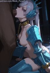 1boy after_fellatio after_sex after_vaginal ai_generated armor artist_name balls bangs black_clover blank_forest blue_legwear blush bondage breasts bridal_gauntlets censored chains choker collar collarbone crown crying_with_eyes_open cum cum_in_mouth cumdrip dark_skin dark_skinned_male deepthroat dress erection eyebrows_visible_through_hair facial fellatio female gauntlets hair_ornament half-closed_eyes indoors jewelry kneeling leash long_hair male male_pubic_hair medium_breasts nipple_piercing nipples noelle_silva nude oral out_of_frame pauldrons penis piercing pink_eyes purple_eyes pussy raped restrained saliva shoulder_armor silver_hair sitting small_breasts solo_focus straight sweat tears testicles thigh_boots thighhighs tiara uncensored veins veiny_penis