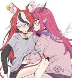 animal_ears blush clothed hakos_baelz hololive hololive_english hololive_english_-council- hololive_english_-promise- horns irys irys_(hololive) rat_ears rat_tail suggestive teasing tolihosi virtual_youtuber whispering yuri