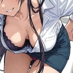 2025 ai_generated brown_hair_female grinning_at_viewer instagram lingerie_under_clothes looking_at_viewer meta panties_visible_under_skirt smile_at_viewer smiling_at_viewer teeth_showing ten01c unknown_character work_uniform