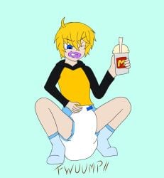 abdl blonde_hair diaper diaper_fetish fart humiliation hyper_mess messy_diaper twink