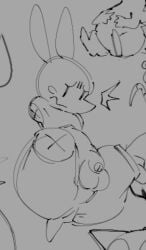 bakenek0o balls bunny bunny_ears cock foreskin male male_only nekodata no_arms no_legs no_limbs penis shy sketch small_cock small_penis tail tears uncircumcised