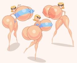 1girls alternate_breast_size arm_up ass ass_bigger_than_head bikini blonde_hair blue_bikini breasts breasts_bigger_than_head cyanu doll full_body gigantic_ass gigantic_breasts hand_on_own_hip hands_on_own_hips huge_ass huge_breasts huge_nipples hyper_ass hyper_breasts knick_knack large_areolae looking_at_viewer multiple_views narrow_waist nipples plastic puffy_nipples shadow shiny_skin short_hair simple_background smile smiling smiling_at_viewer spherical_breasts standing sunglasses sunny_miami thick_thighs thighs thin_waist tube_top wide_hips