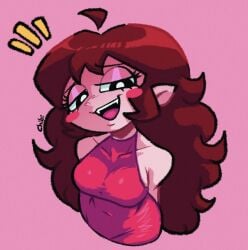 1girls 2d 2d_(artwork) 2d_artwork blush blush breasts chibisprinkles clothing confident female female_focus female_only friday_night_funkin girlfriend_(friday_night_funkin) smug suggestive