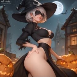 ai_generated bigrx from_above nier:_automata seductive witch witch_costume witch_hat yorha_2b