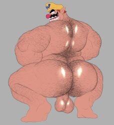 1boy ass ass_hair back_hair balls ballsack bara body_hair broly_culo brown_hair facial_hair gay grin hairy_ass hairy_male hat human leg_hair looking_at_viewer male male_only mammal mario_(series) mature mature_male mature_man meme moustache muscular muscular_male nintendo nude nude_male overweight overweight_male solo solo_male squatting super_mario_bros. testicles tute_bear wario yellow_hat