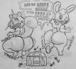 2boys anthro anthro_only ass ass_focus ass_jiggle ass_shake big_ass big_butt bubble_ass bubble_butt buckteeth bunny bunny_ears bunny_tail butt_crack butt_focus butt_jiggle candy candy_apple cuddles_(htf) dancing duo english_text fat_ass fat_butt fauxtellno1 fauxtellno1_(artist) femboy furry furry_male furry_only happy_tree_friends hi_res high_resolution highres huge_ass huge_butt jiggle jiggling_ass lagomorph lazy_eye leporid lollipop looking_at_viewer looking_back lyrics male male_only mondo_media monochrome musical_note naked naked_male nude nude_male nutty_(htf) open_mouth open_smile presenting presenting_ass presenting_hindquarters rabbit rabbit_ears rabbit_tail radio rear_view rodent round_ass round_butt sciurid shaking_ass shaking_butt shoes shoes_only shortstack shortstack_male showing_ass showing_off_ass slippers smile smiling smiling_at_viewer squirrel squirrel_ears squirrel_tail standing teapot_(body_type) text thick thick_ass thick_thighs thighs traditional_media tree_squirrel twerk twerking twerkoff wink winking winking_at_viewer