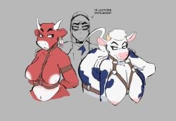 dragon female group hi_res lactaid lactaid_cow mascot mythological_creature mythological_scalie mythology scalie the_laughing_cow trio