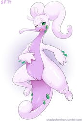 blush dragon female flat_chested goo goodra green_eyes nintendo pokemon pokemon_(species) pussy shadowfenrirart video_games wide_hips