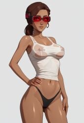 1girls ai_generated black_thong emerie_karr female female_only hand_on_hip oiled_body standing star_wars the_bad_batch translucent_clothing