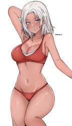 blue_eyes bra dark_skin elma_(xenoblade_x) meidza_d panties sports_bra tagme white_hair xenoblade_(series) xenoblade_chronicles_x