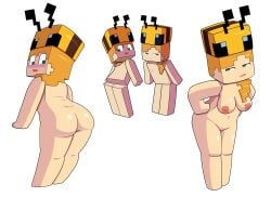 alex_(minecraft) ass bee_(minecraft) cosplay cube_head cubic_body ginger impstripe microsoft minecraft mojang sagging_breasts