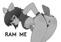 2024 anus ass breasts cleavage female female_focus female_only furry hairy_pussy lamb lammy_lamb lurkinpanda monochrome parappa_the_rapper pubic_hair pussy short_hair sony_corporation sony_interactive_entertainment tanline text thick_thighs thighs thong thong_pull underboob white_background