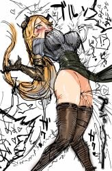 arknights bottomless female hi_res horns meteorite_(arknights) no_panties sketch soystarr18 tears