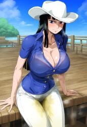 ai_generated female female_only h_kanozo nico_robin one_piece peeing pissing urine