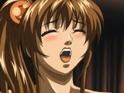 00s 2002 anal animated animated bible_black blush brown_hair closed_eyes female happy_sex imari_kurumi lowres moaning nipples nude sex side_ponytail straddling tagme